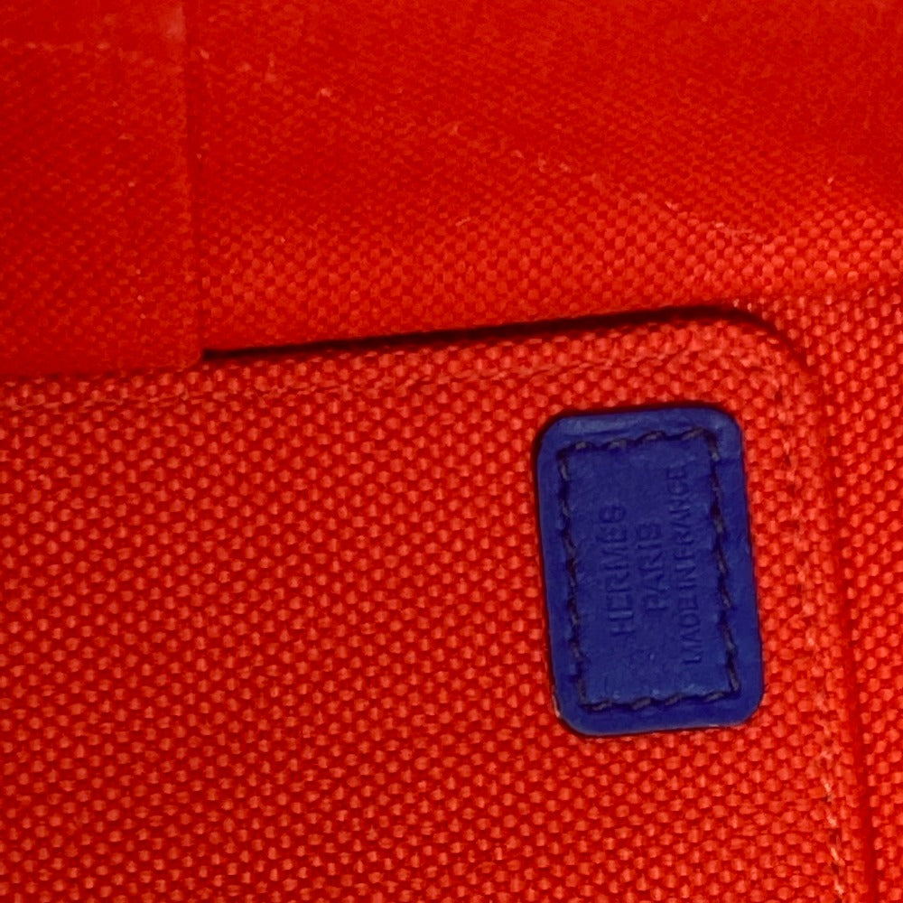 HERMES Handbag Leather, Toile Military Orange type Steeple 25