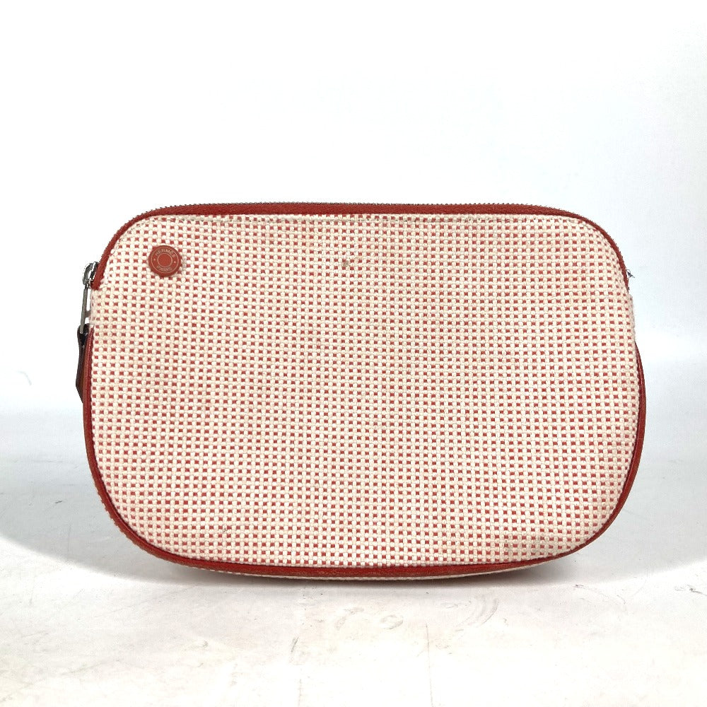 HERMES Pouch cotton Orange type Pouch "Echapp" Women Used