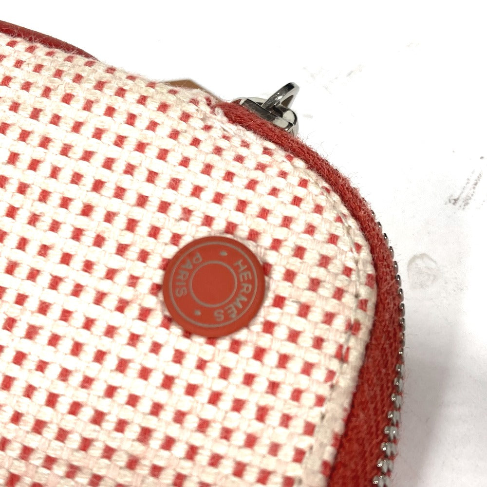 HERMES Pouch cotton Orange type Pouch "Echapp" Women Used