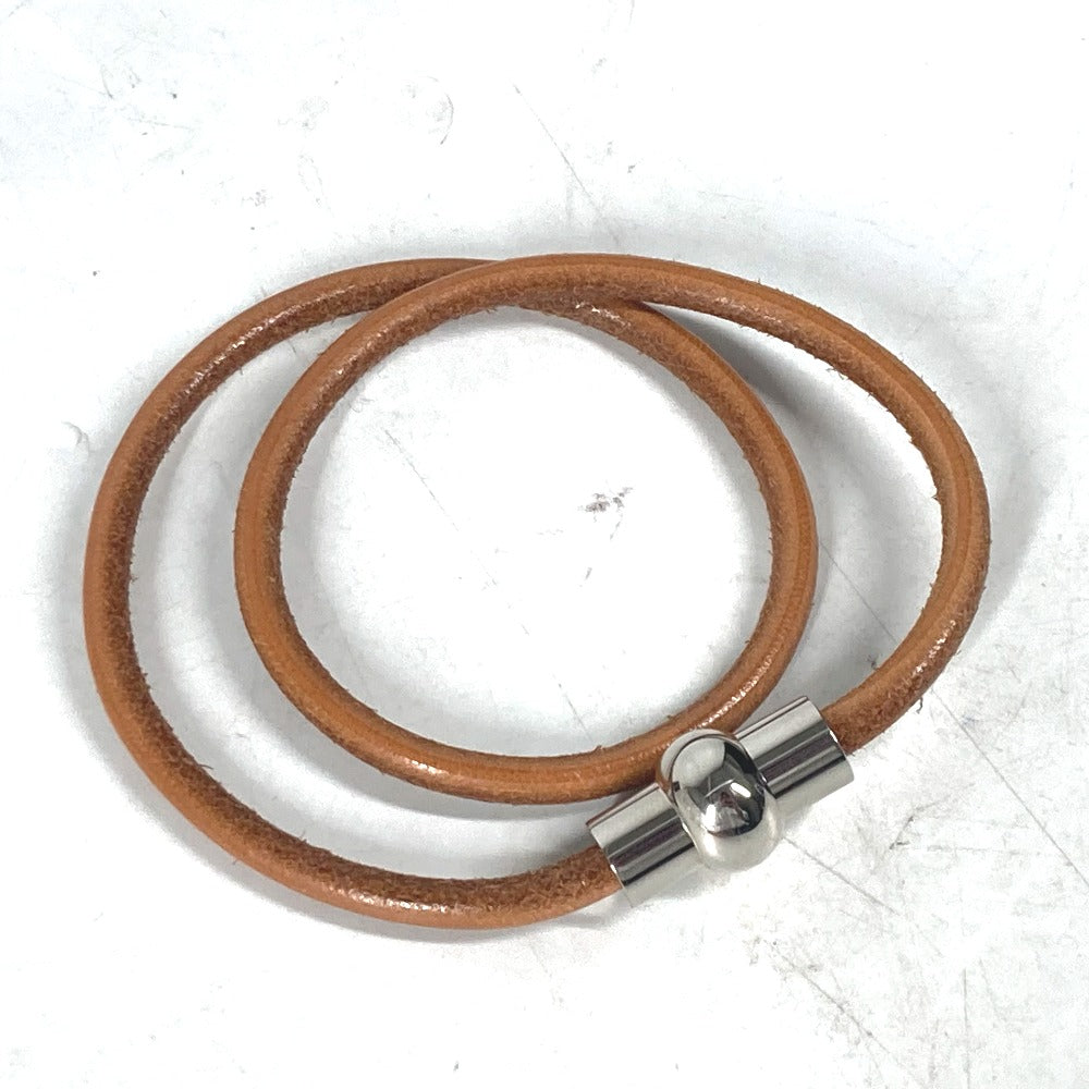 HERMES choker leather Brown unisex(Unisex) Used