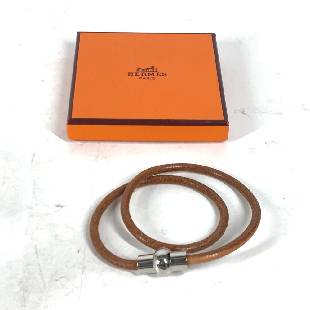 HERMES choker leather Brown unisex(Unisex) Used