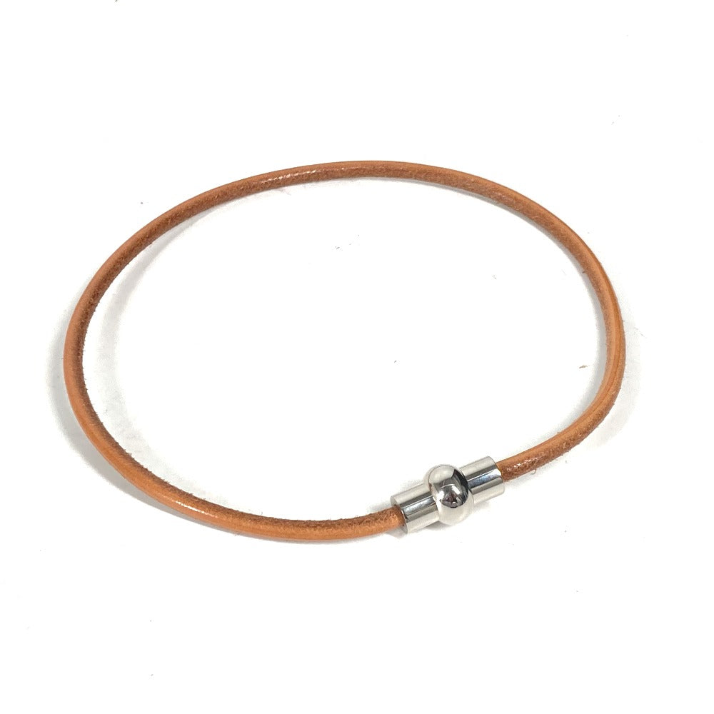 HERMES choker leather Brown unisex(Unisex) Used