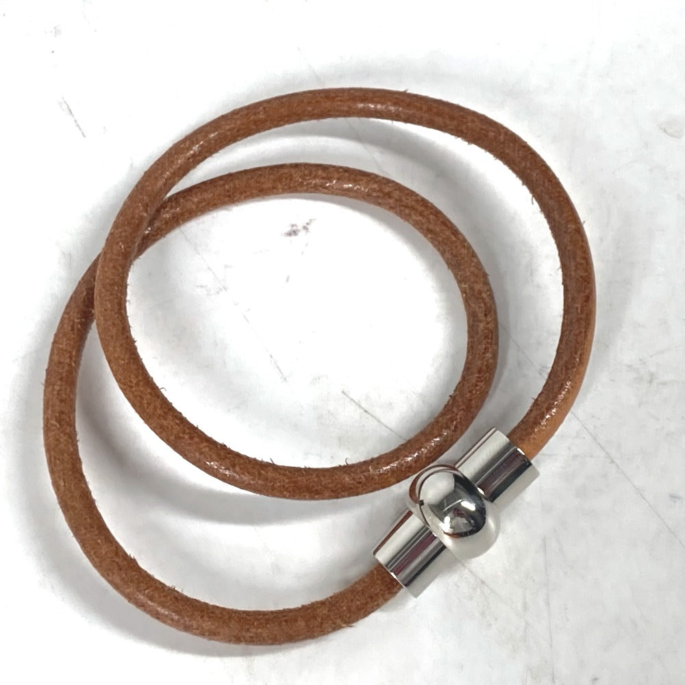 HERMES choker leather Brown unisex(Unisex) Used