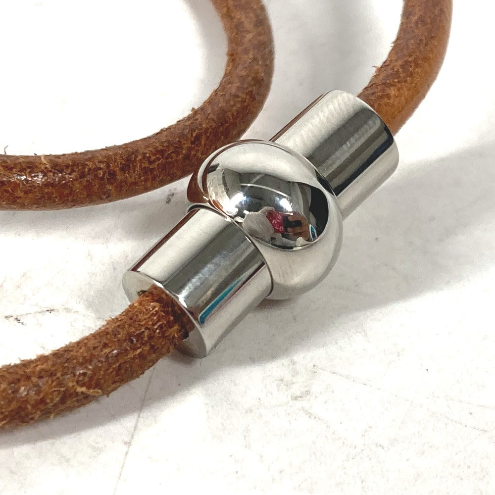 HERMES choker leather Brown unisex(Unisex) Used