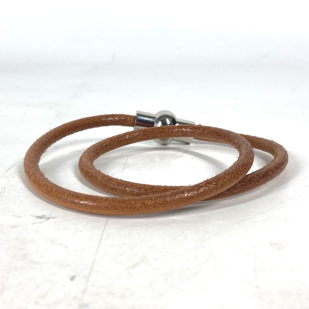 HERMES choker leather Brown unisex(Unisex) Used