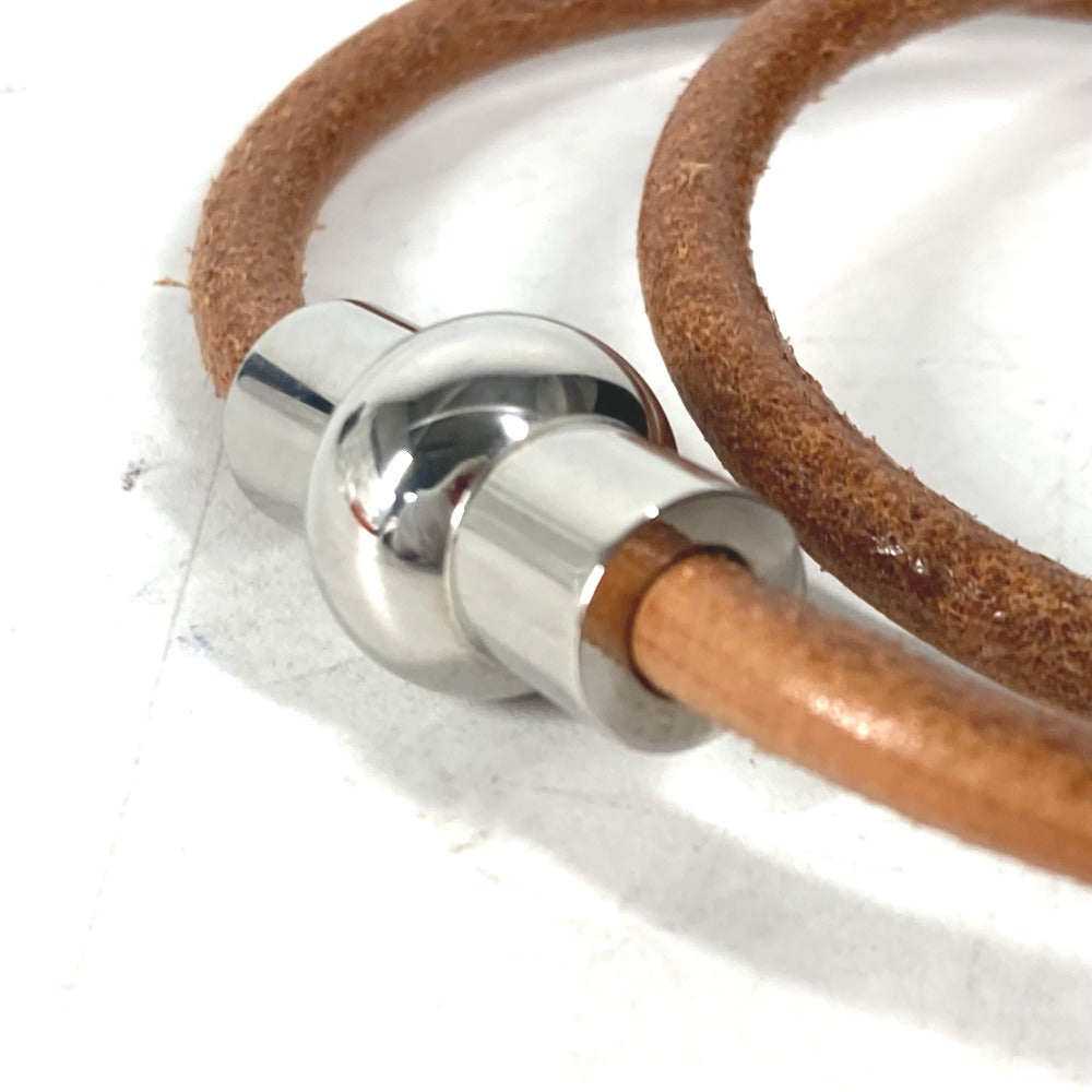HERMES choker leather Brown unisex(Unisex) Used