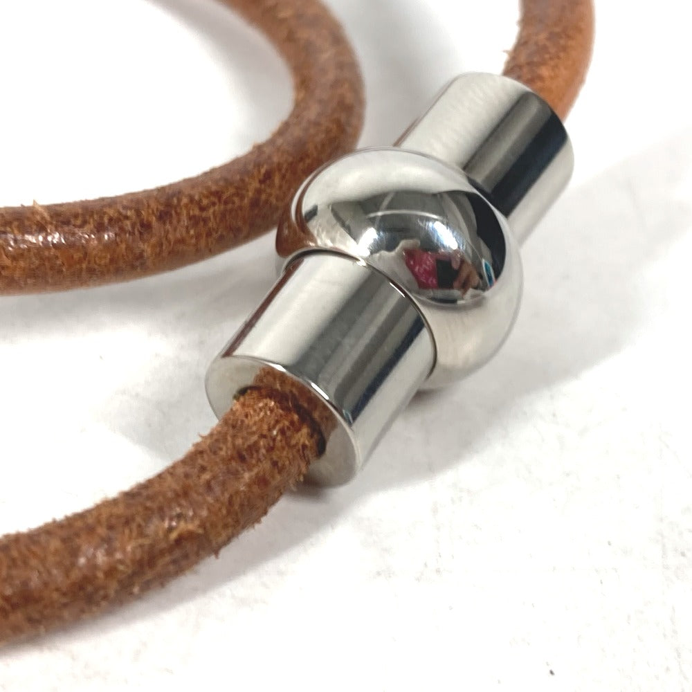 HERMES choker leather Brown unisex(Unisex) Used