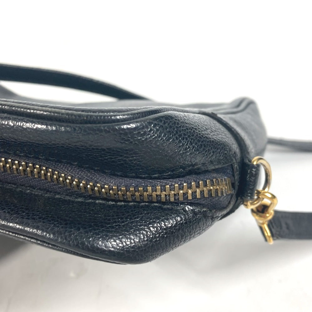 HERMES Shoulder Bag leather black vintage Shuval horse unisex(Unisex) Used