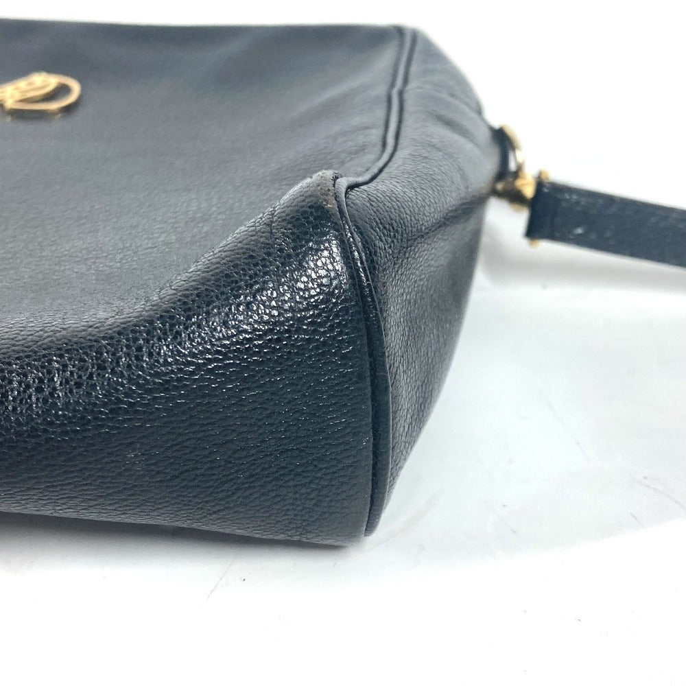 HERMES Shoulder Bag leather black vintage Shuval horse unisex(Unisex) Used