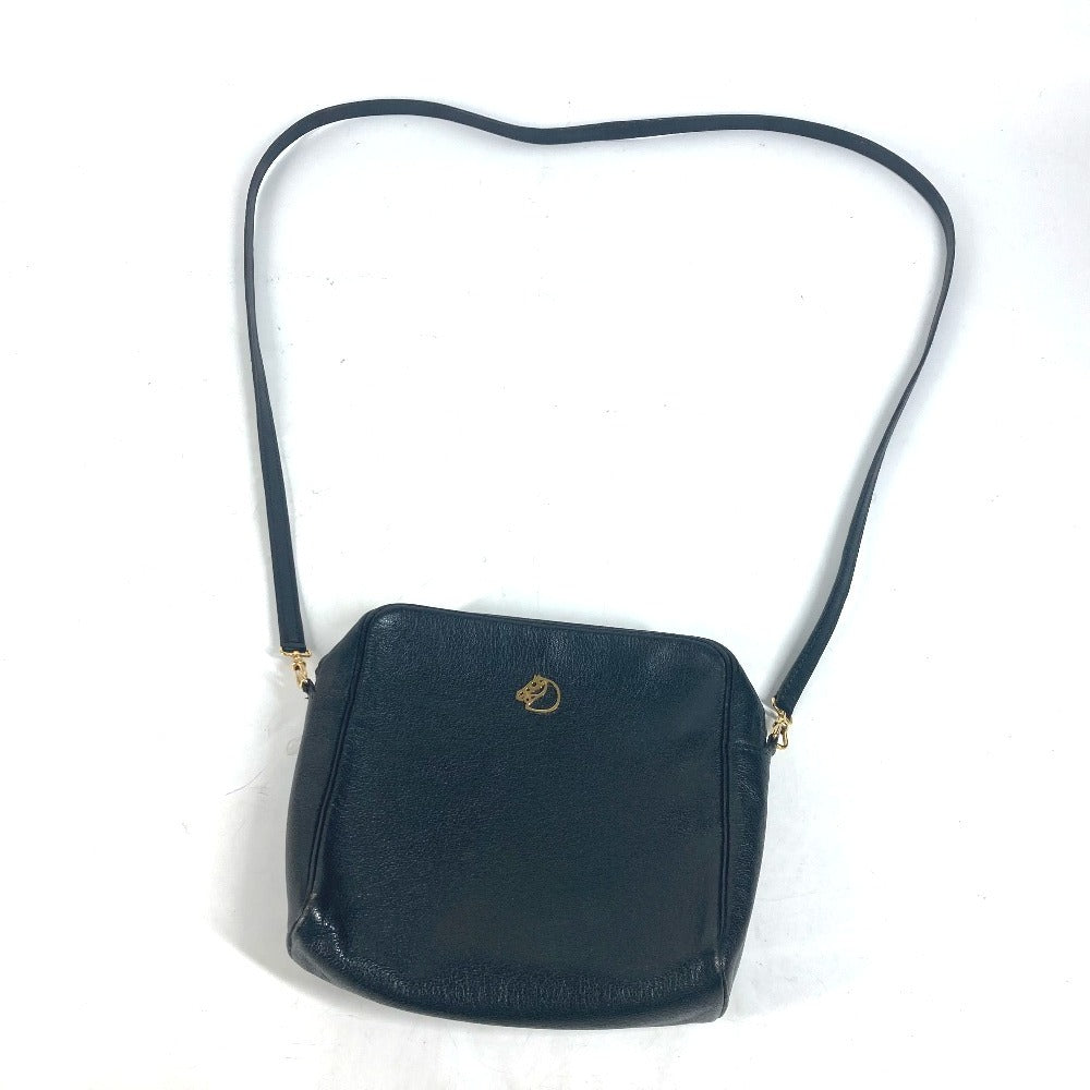 HERMES Shoulder Bag leather black vintage Shuval horse unisex(Unisex) Used