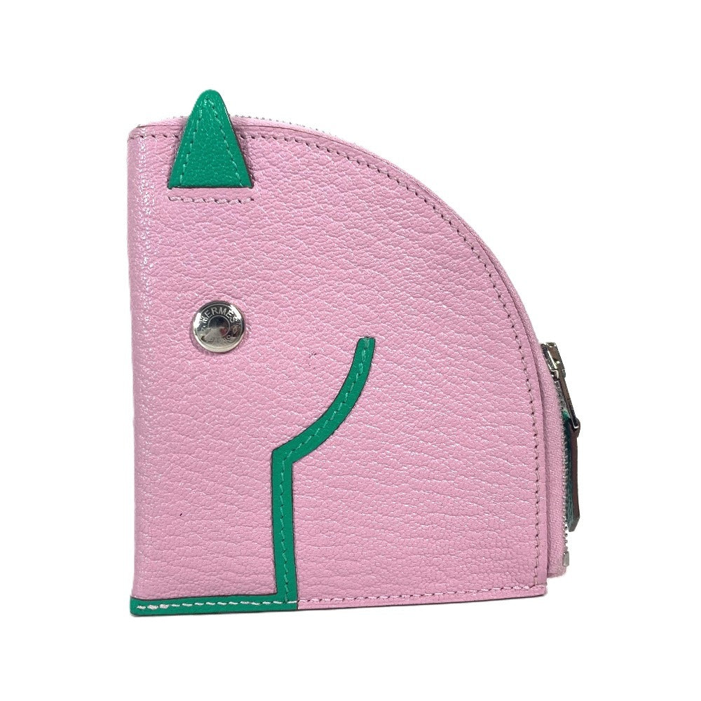 HERMES Coin case Shave pink Paddock Cheval Horse