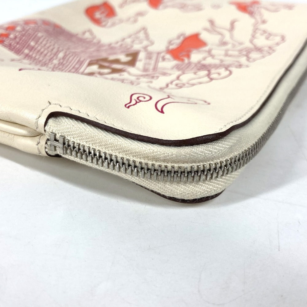 HERMES Pouch leather Ivorytype Carre pocket long Women Used