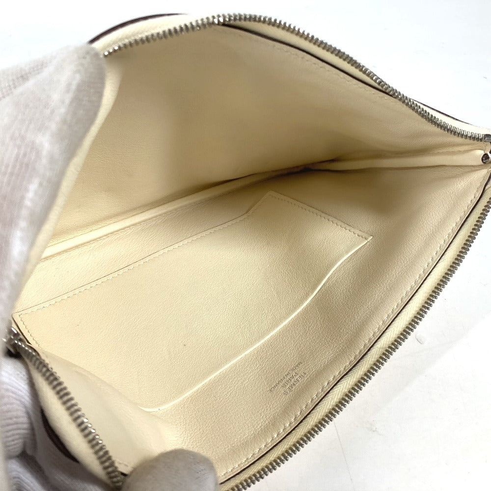 HERMES Pouch leather Ivorytype Carre pocket long Women Used