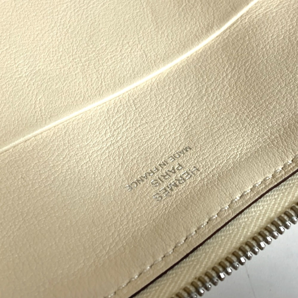 HERMES Pouch leather Ivorytype Carre pocket long Women Used