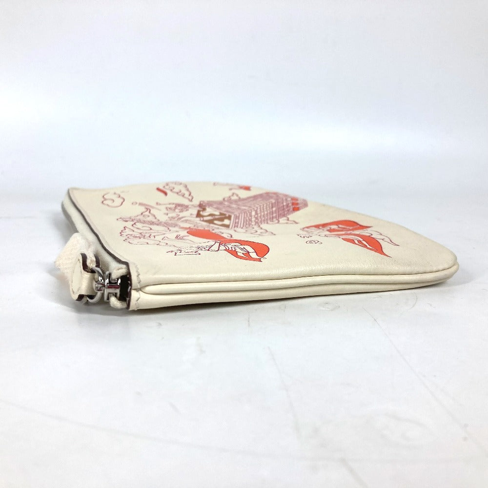 HERMES Pouch leather Ivorytype Carre pocket long Women Used