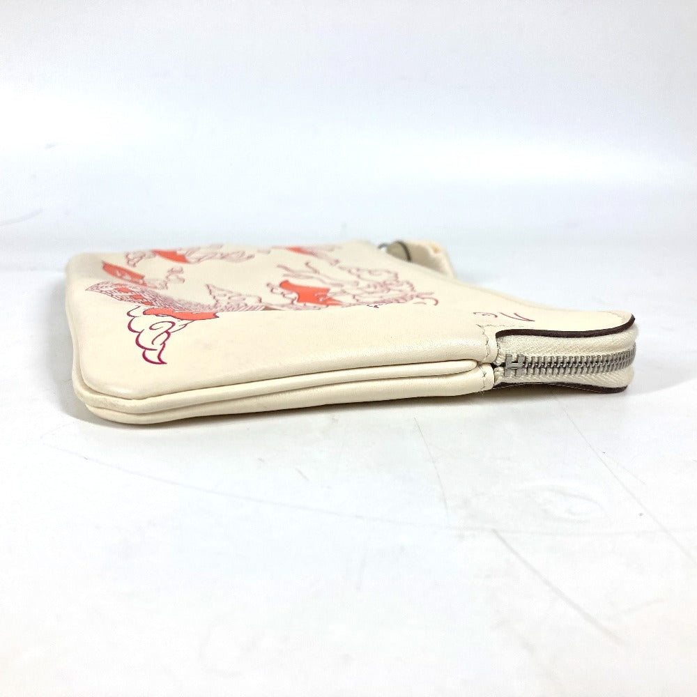 HERMES Pouch leather Ivorytype Carre pocket long Women Used