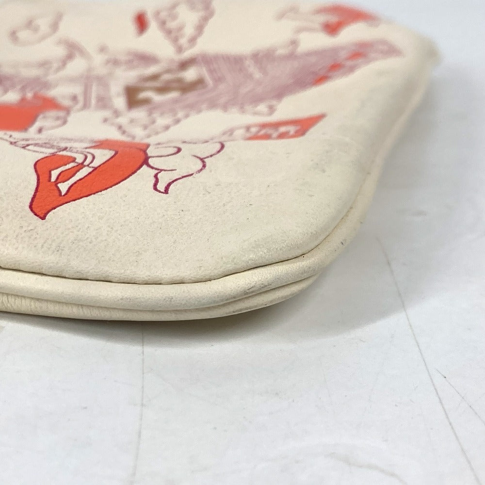 HERMES Pouch leather Ivorytype Carre pocket long Women Used