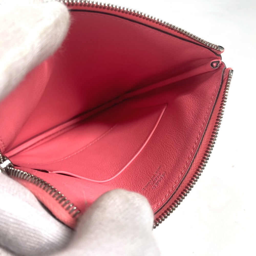 HERMES Pouch leather pink Square Horse Carre pocket Women Used