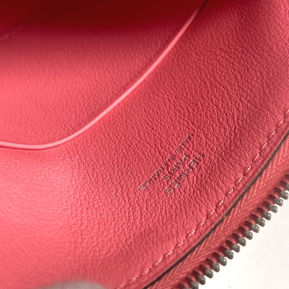 HERMES Pouch leather pink Square Horse Carre pocket Women Used
