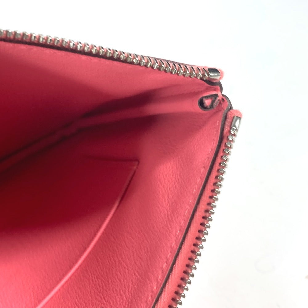 HERMES Pouch leather pink Square Horse Carre pocket Women Used