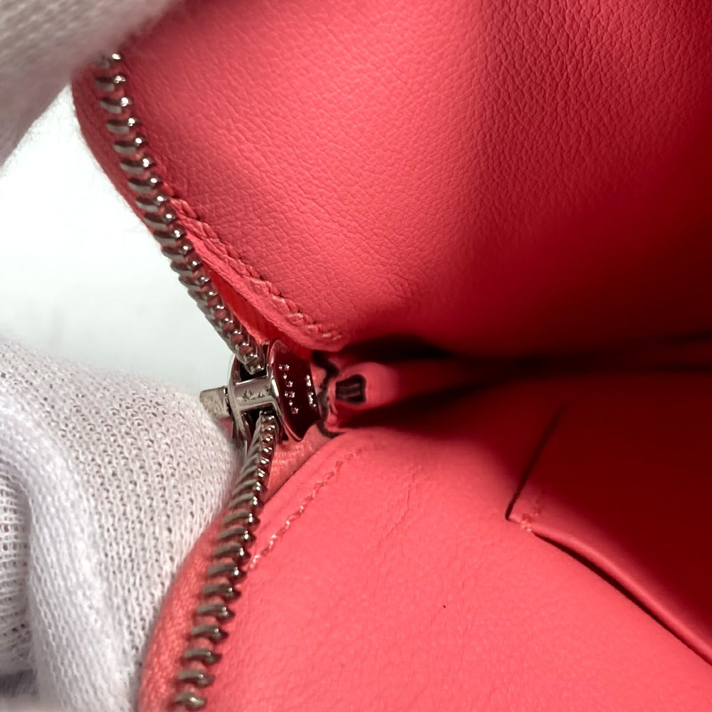 HERMES Pouch leather pink Square Horse Carre pocket Women Used