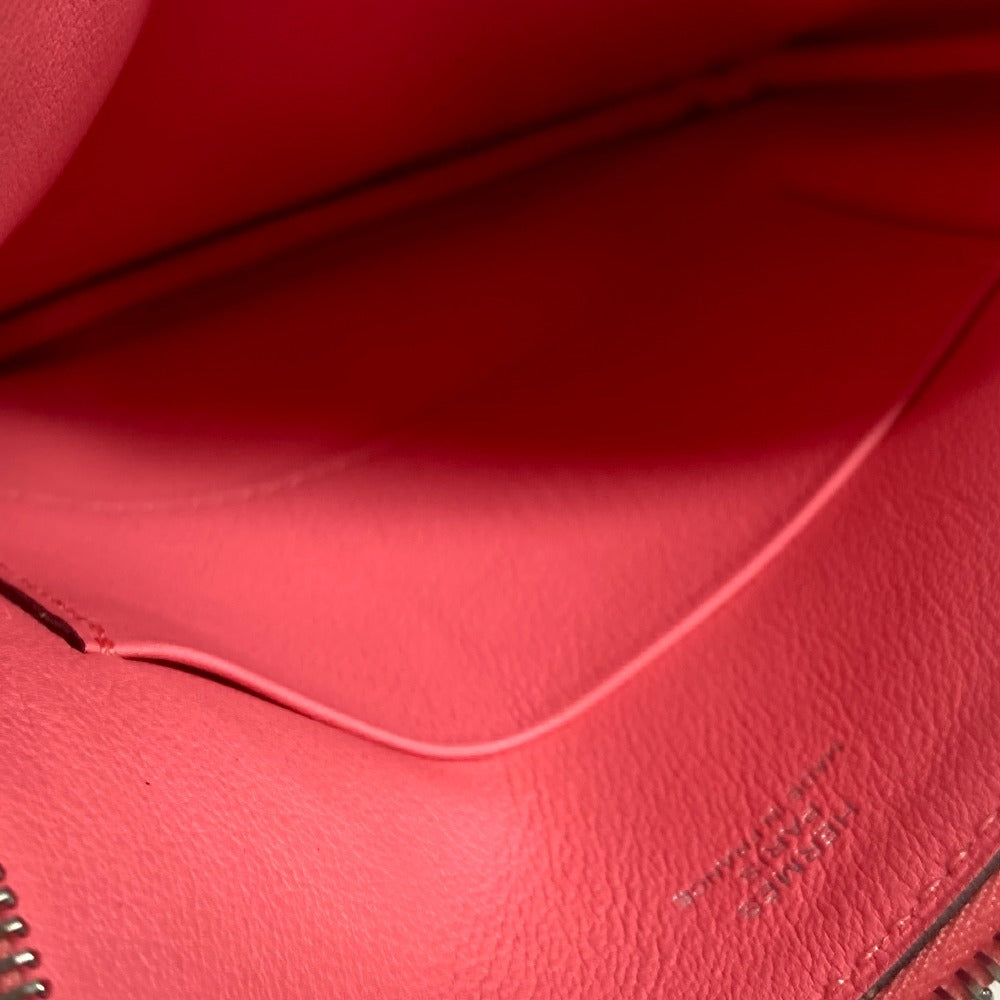 HERMES Pouch leather pink Square Horse Carre pocket Women Used