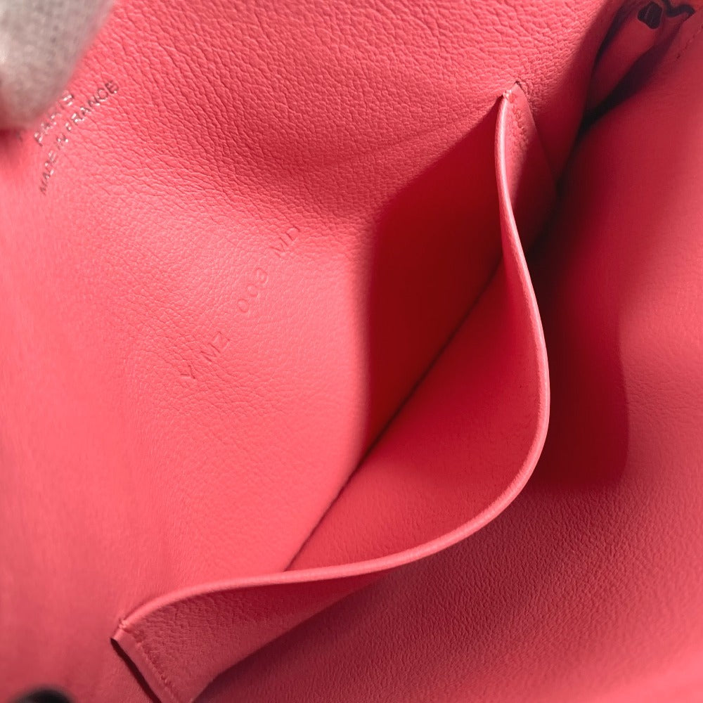 HERMES Pouch leather pink Square Horse Carre pocket Women Used