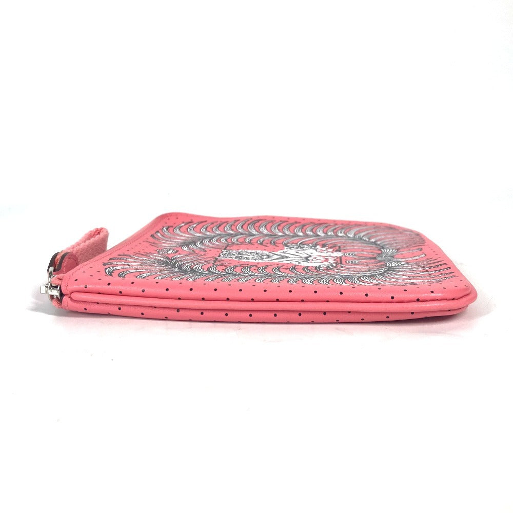 HERMES Pouch leather pink Square Horse Carre pocket Women Used