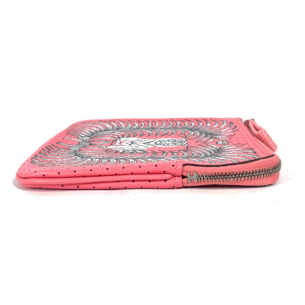 HERMES Pouch leather pink Square Horse Carre pocket Women Used