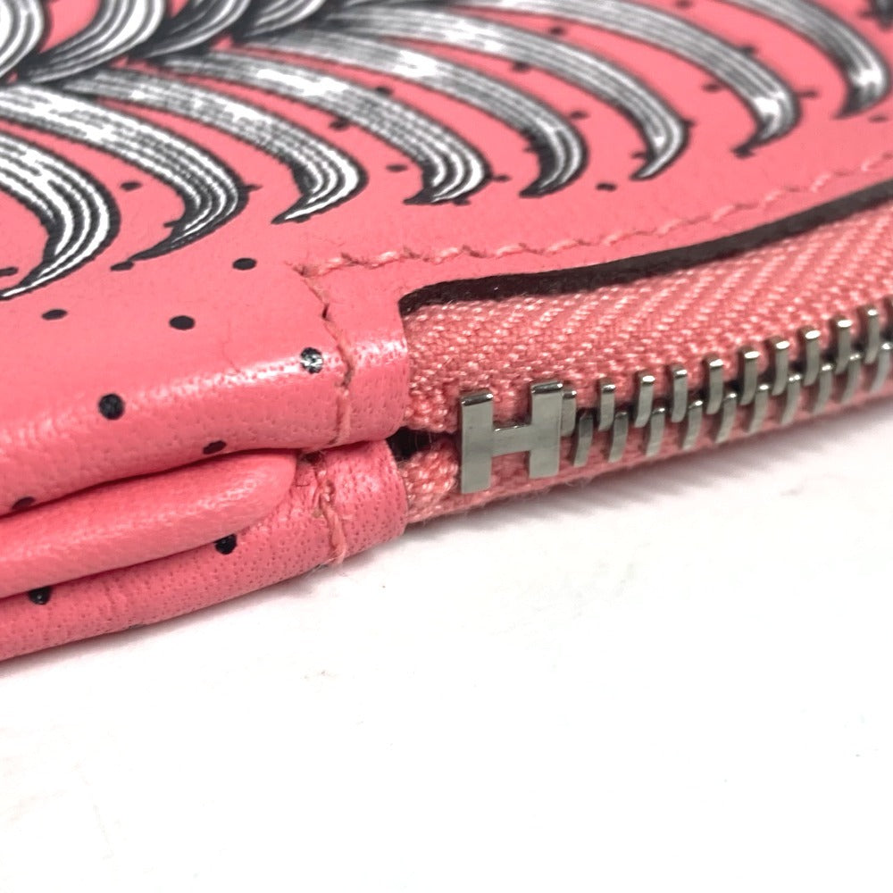 HERMES Pouch leather pink Square Horse Carre pocket Women Used