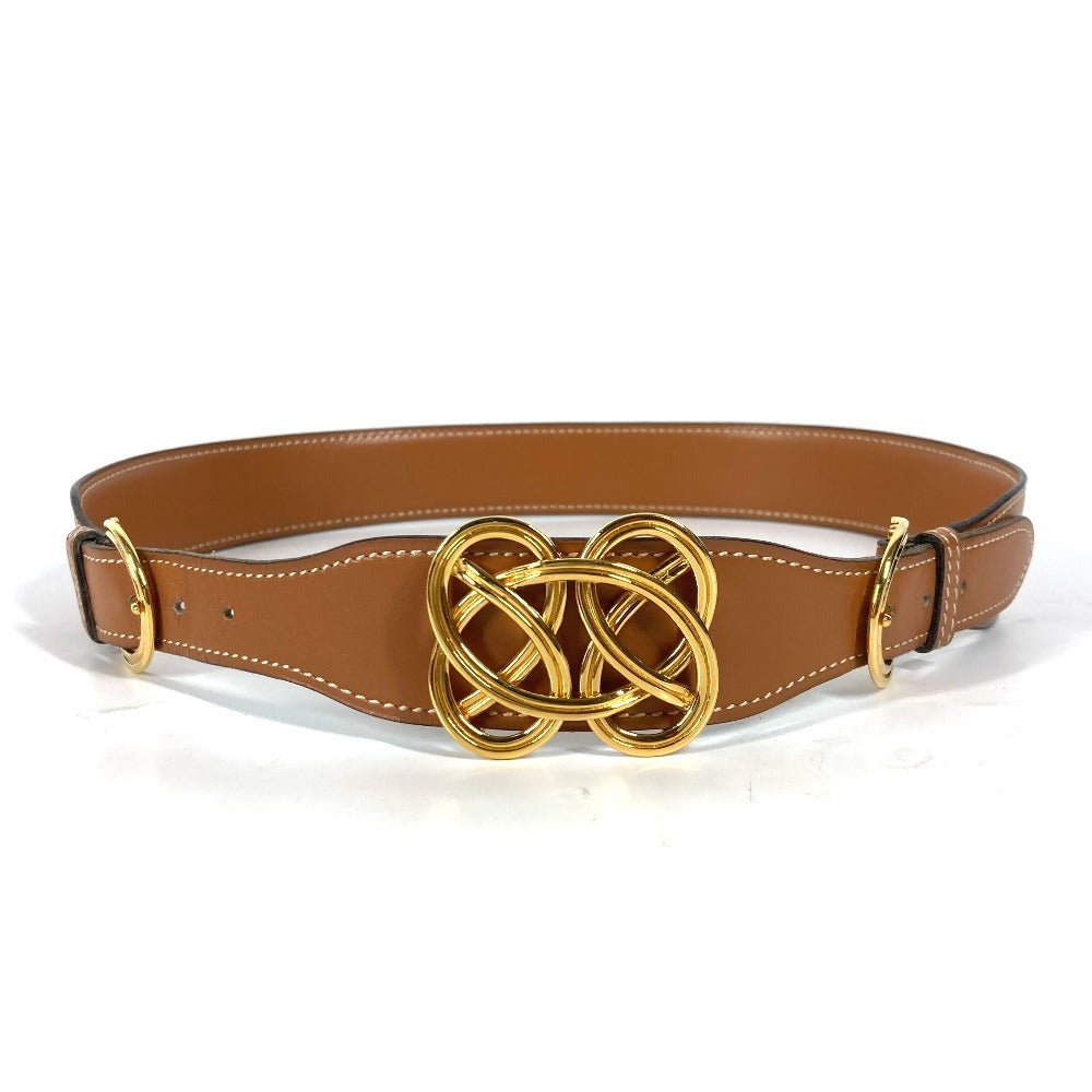 HERMES belt leather Brown vintage buckle Women 70 Used