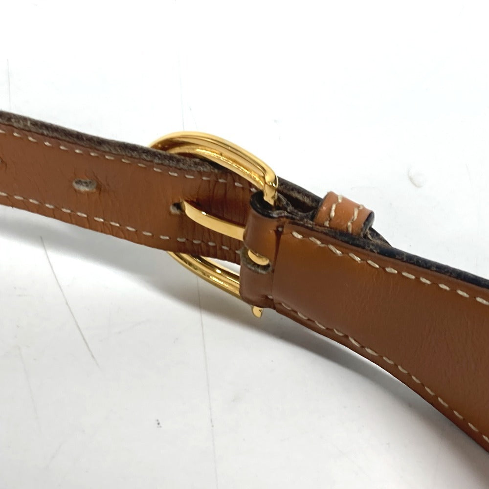 HERMES belt leather Brown vintage buckle Women 70 Used