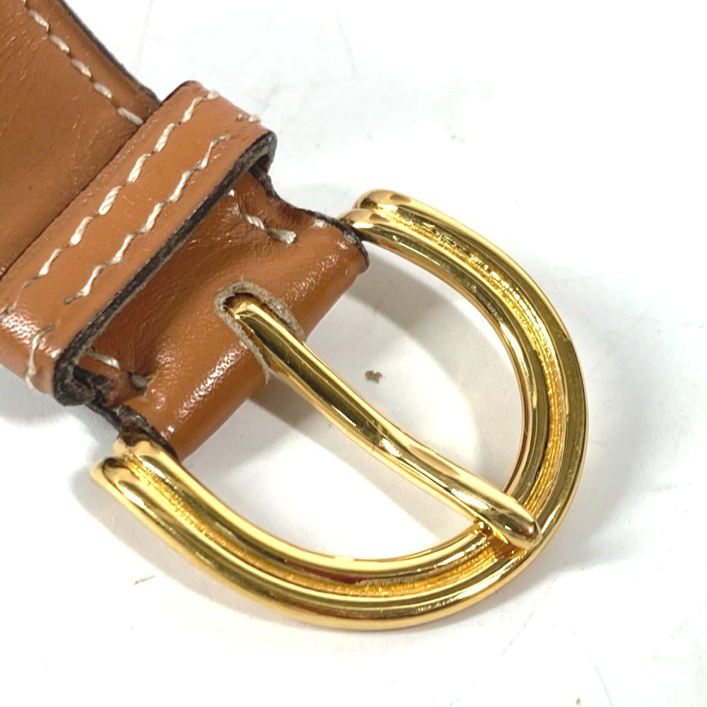 HERMES belt leather Brown vintage buckle Women 70 Used