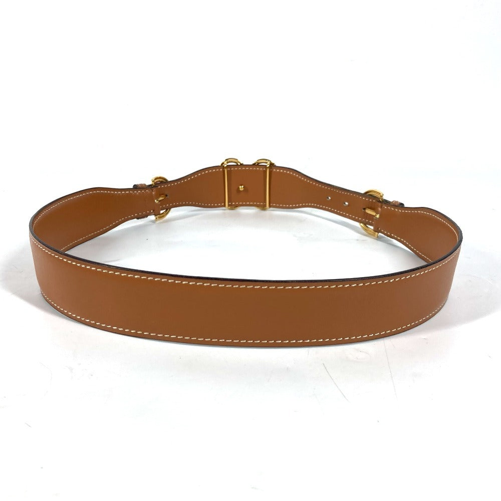 HERMES belt leather Brown vintage buckle Women 70 Used