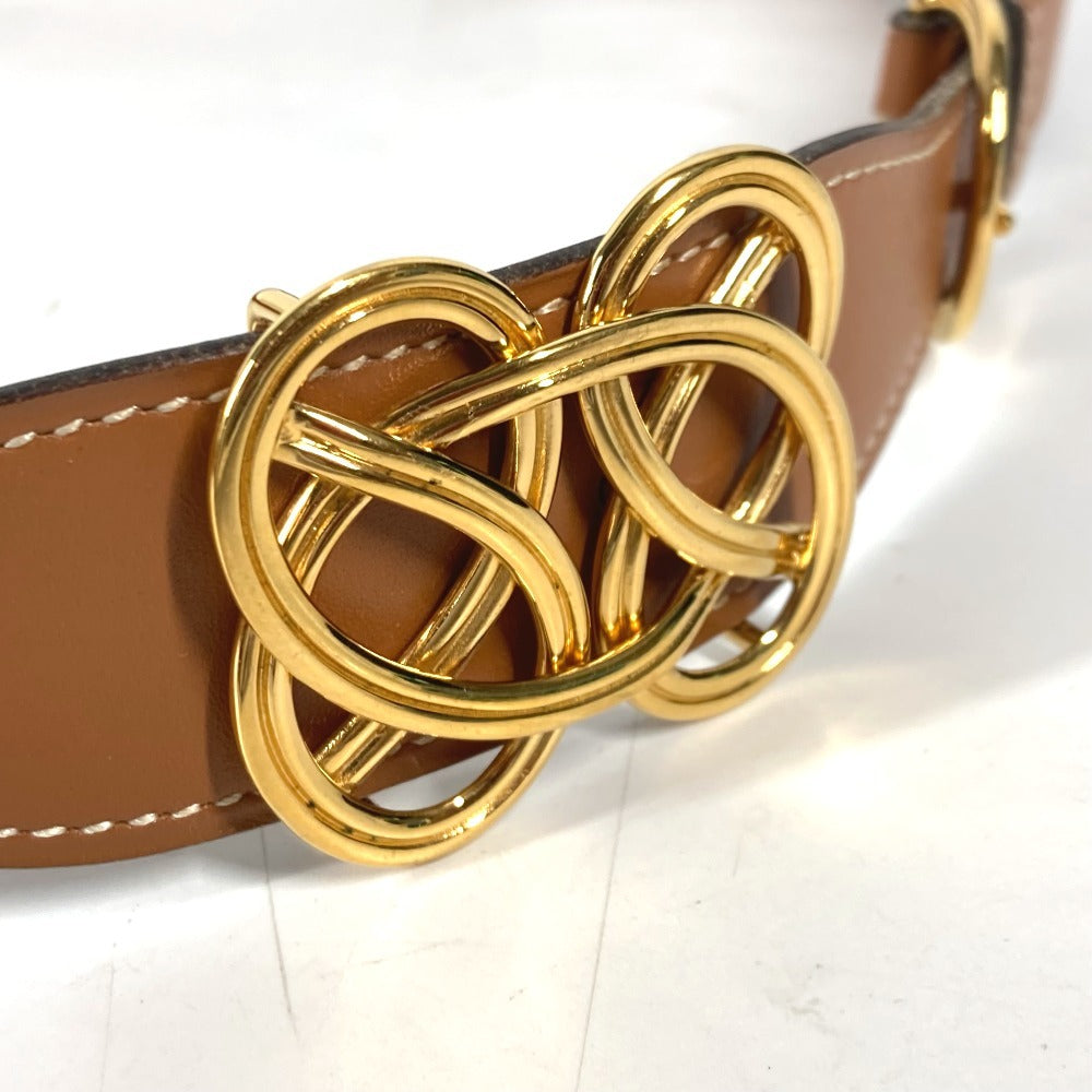 HERMES belt leather Brown vintage buckle Women 70 Used