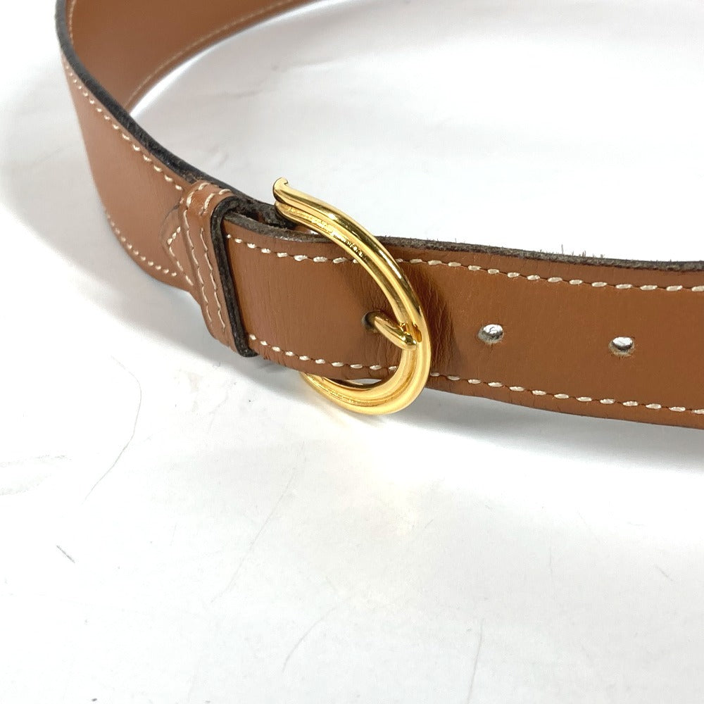 HERMES belt leather Brown vintage buckle Women 70 Used