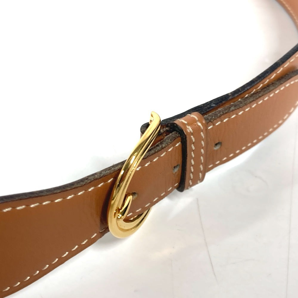 HERMES belt leather Brown vintage buckle Women 70 Used