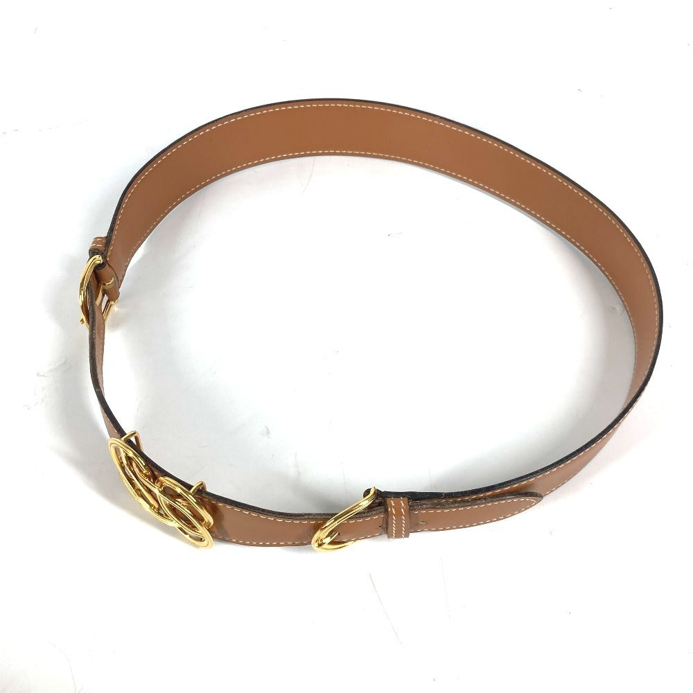 HERMES belt leather Brown vintage buckle Women 70 Used