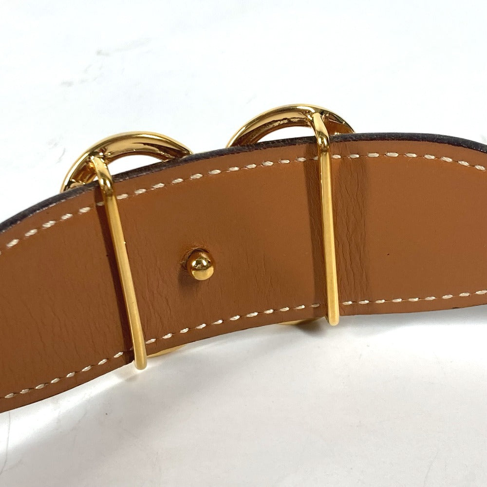 HERMES belt leather Brown vintage buckle Women 70 Used