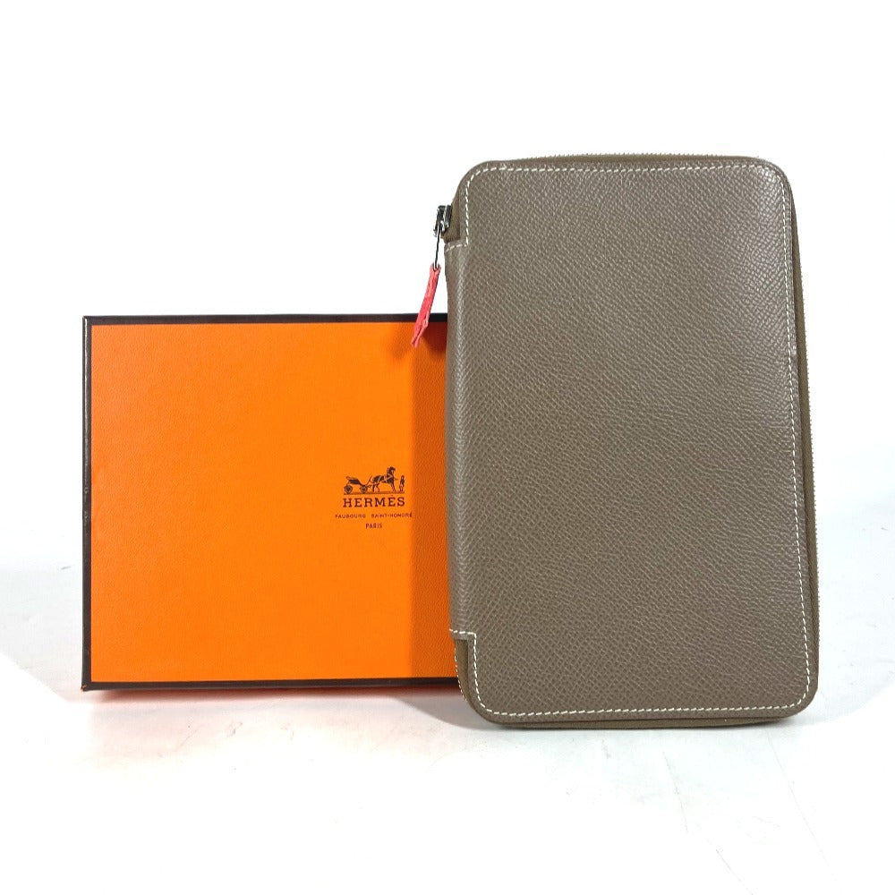 HERMES Notebook cover Epsom gray Zip Around Agenda Silky Daily GM unisex(Unisex) Used