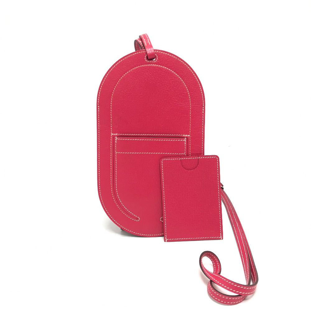HERMES iPhone case leather pink Smartphone case In the Loop To-Go GM Shoulder Pouch Women Used