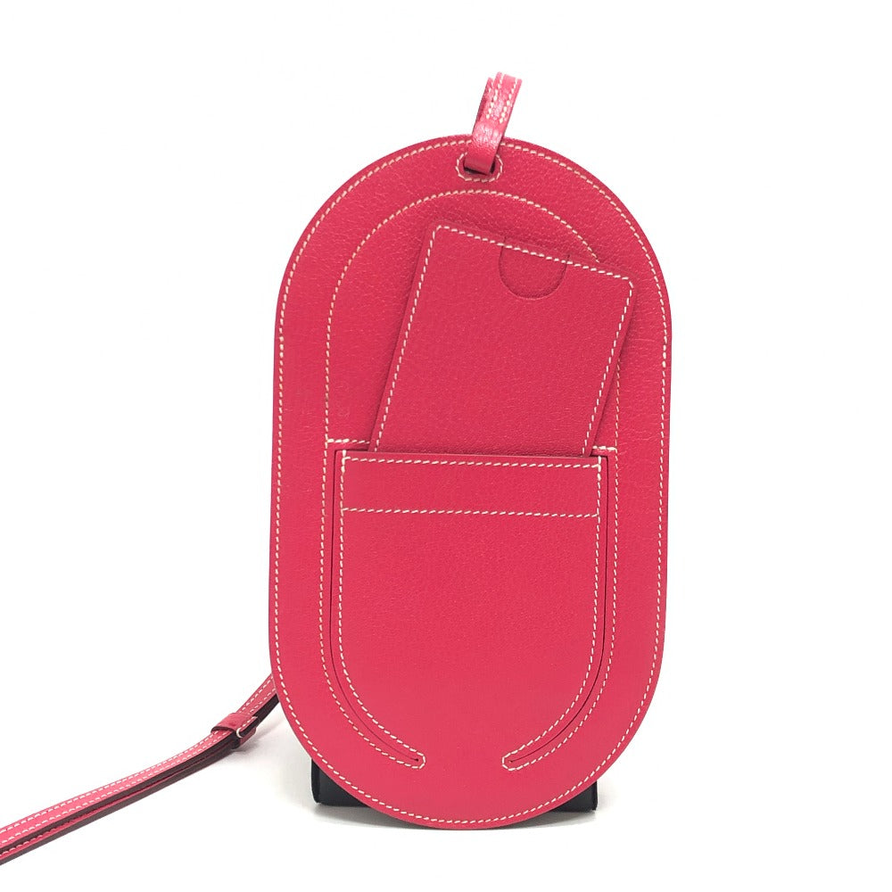 HERMES iPhone case leather pink Smartphone case In the Loop To-Go GM Shoulder Pouch Women Used