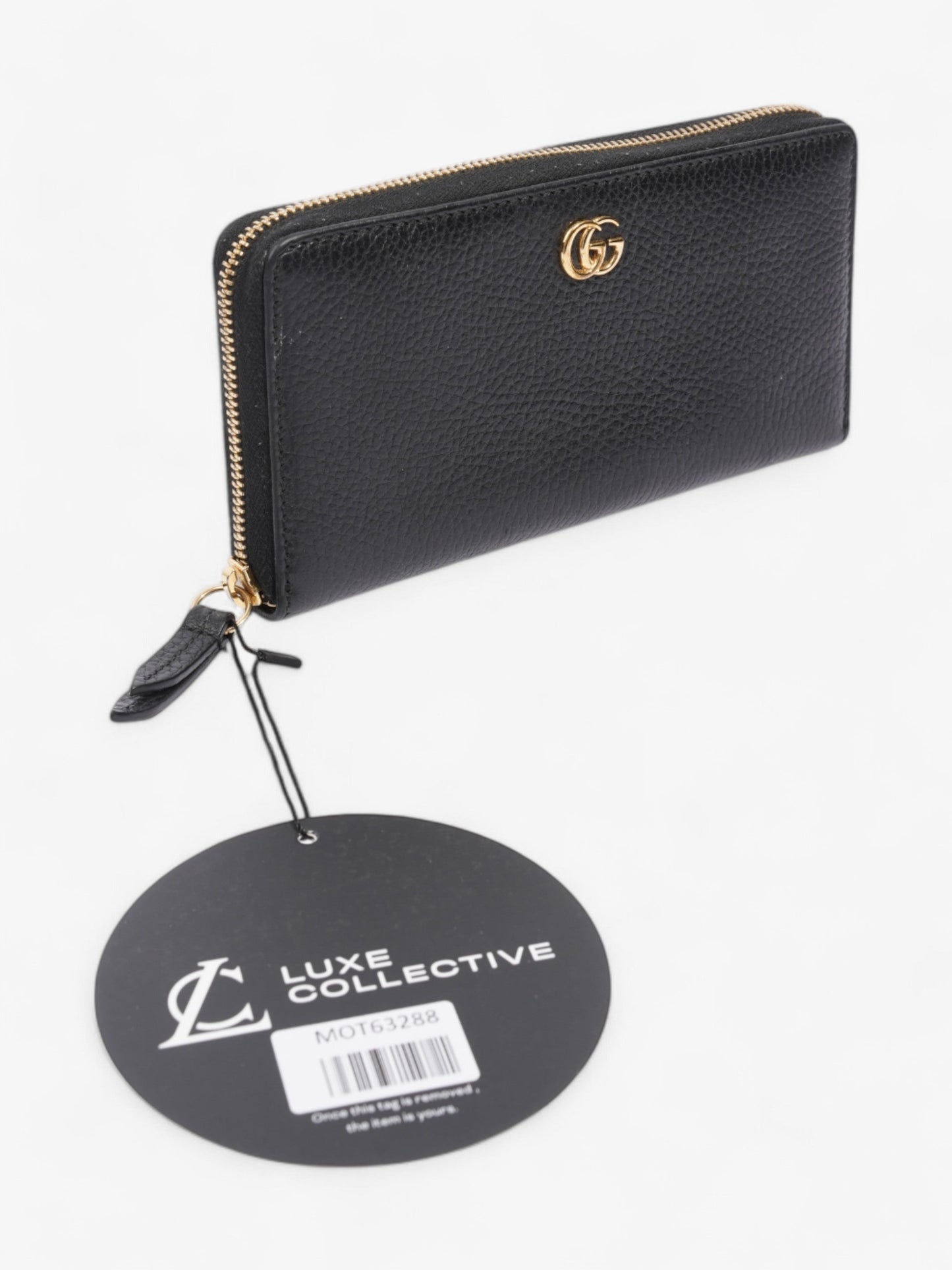 Gucci GG Marmont Zip Around Wallet Black / Gold Leather
