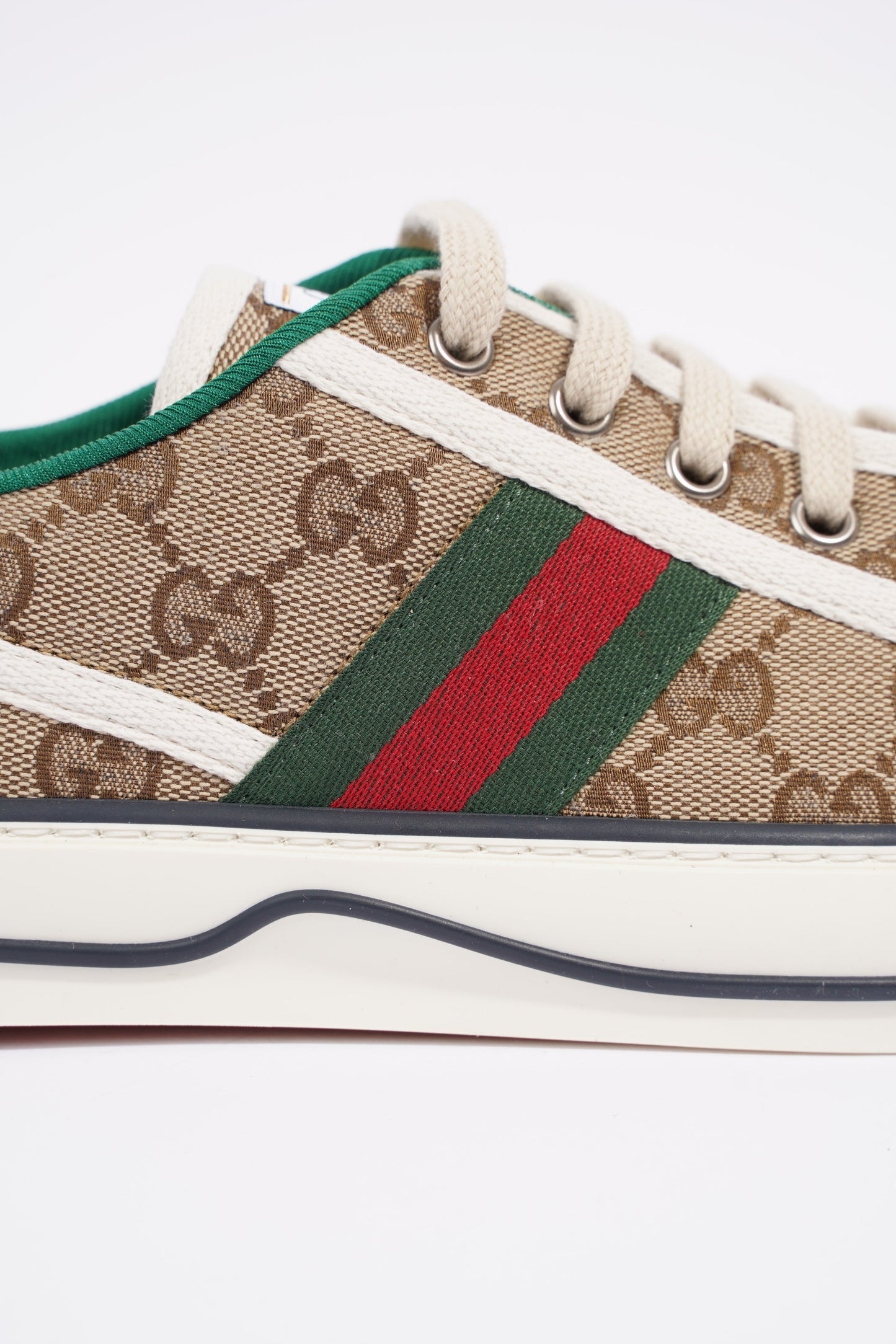 Gucci GG Tennis 1977 Beige / Green / Red Canvas EU 41.5 UK 7.5