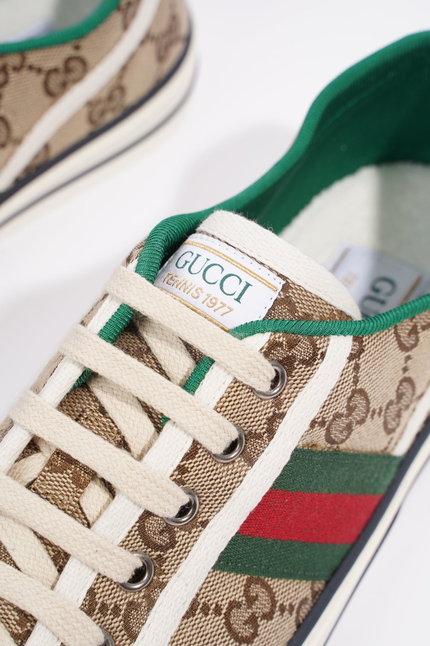 Gucci GG Tennis 1977 Beige / Green / Red Canvas EU 41.5 UK 7.5