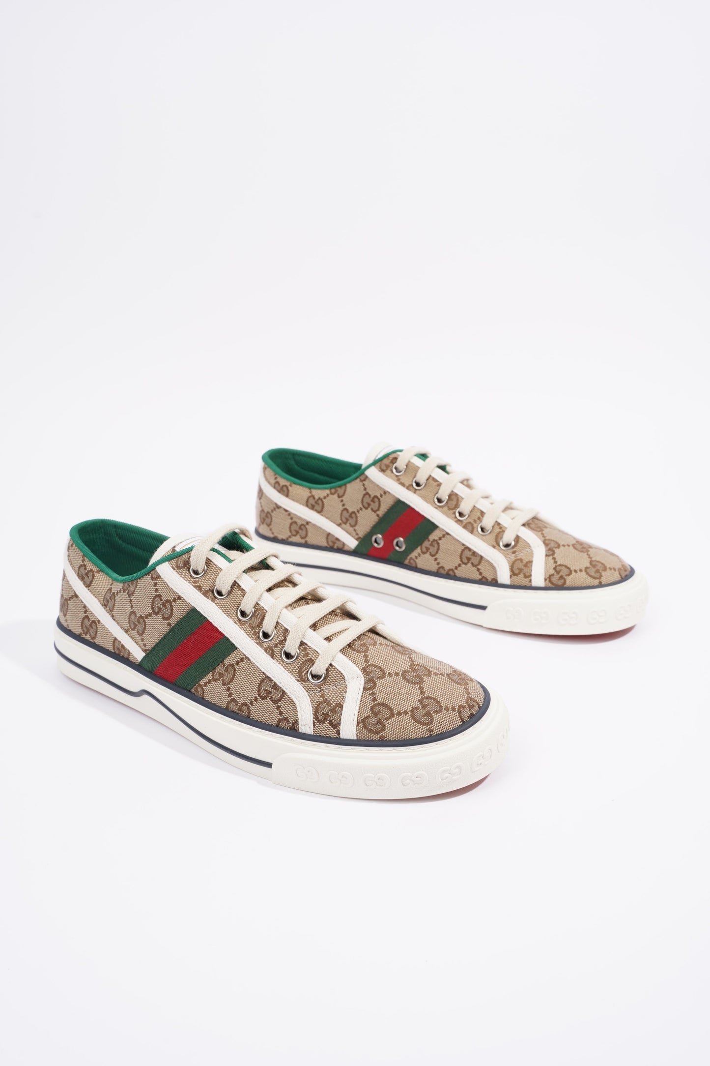 Gucci GG Tennis 1977 Beige / Green / Red Canvas EU 41.5 UK 7.5