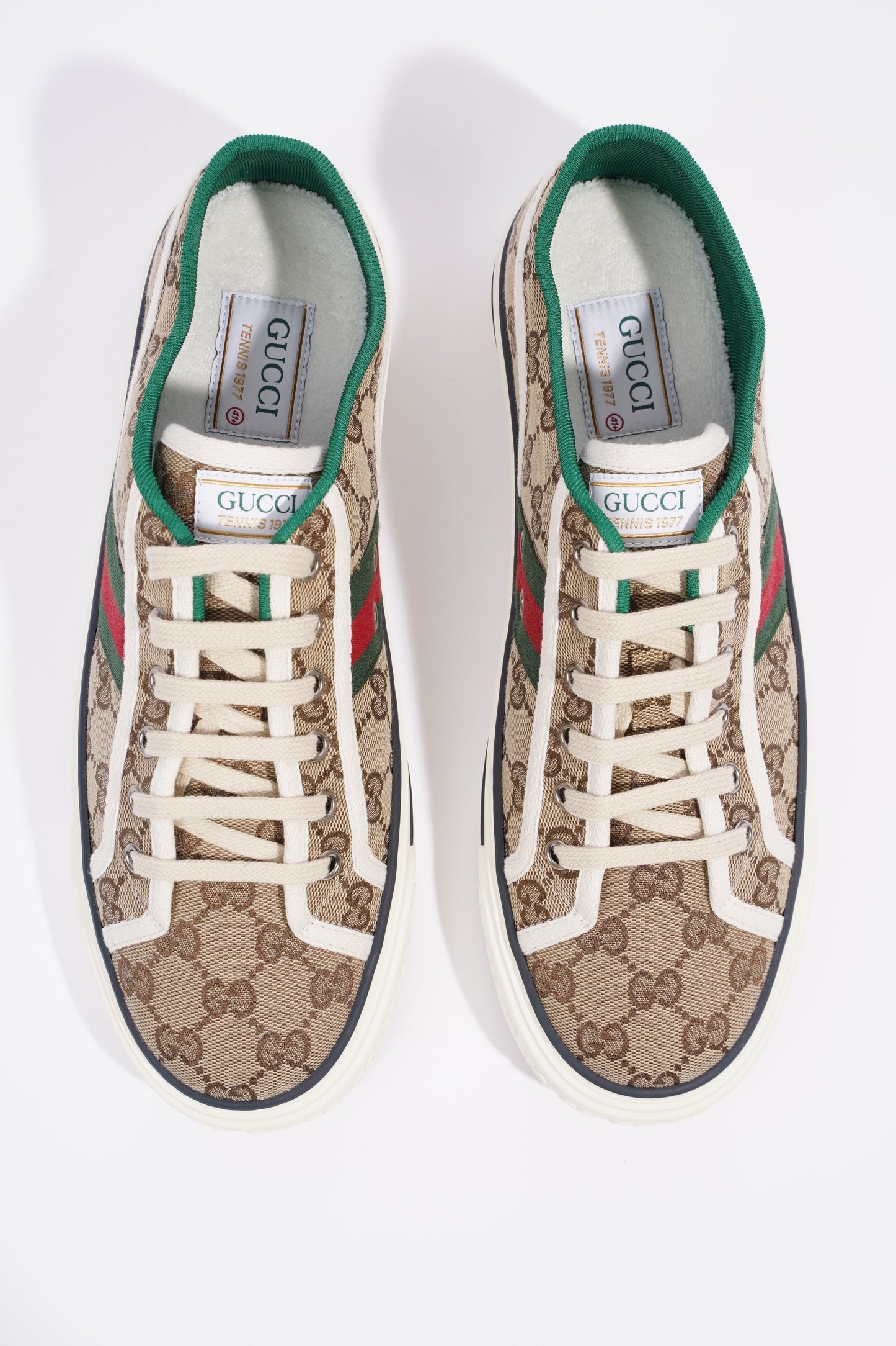 Gucci GG Tennis 1977 Beige / Green / Red Canvas EU 41.5 UK 7.5