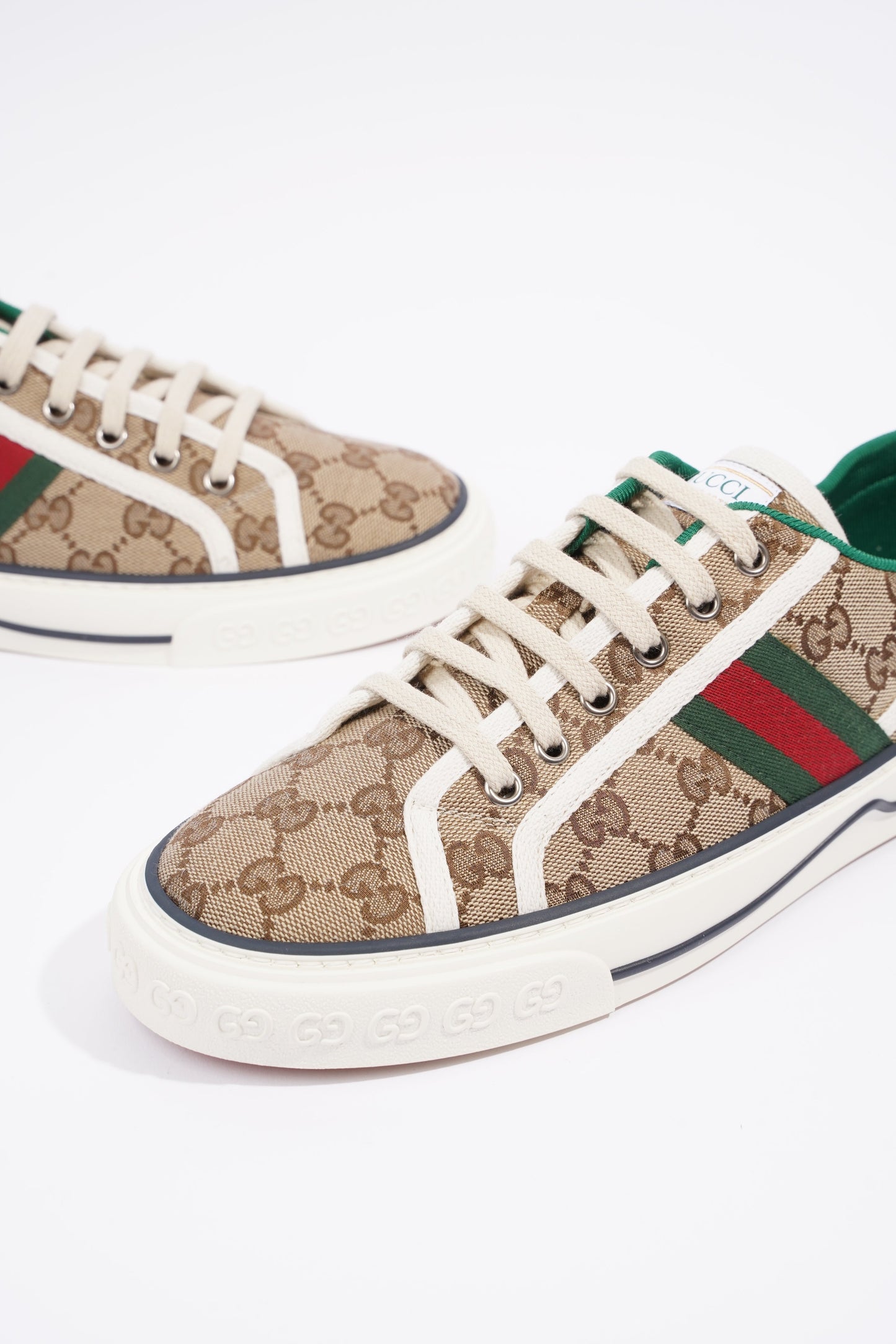Gucci GG Tennis 1977 Beige / Green / Red Canvas EU 41.5 UK 7.5