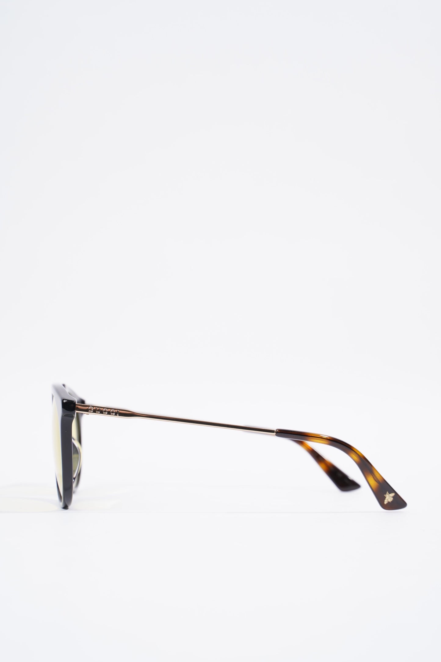 Gucci Yellow Frame Sunglasses Black / Gold / Brown Acetate 53mm 21mm