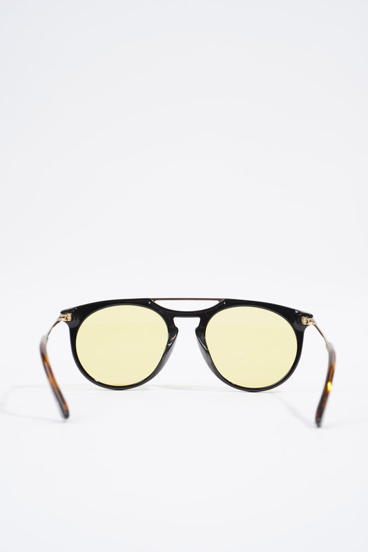 Gucci Yellow Frame Sunglasses Black / Gold / Brown Acetate 53mm 21mm